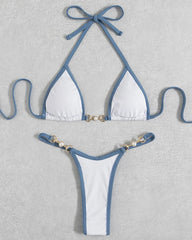 Contrast color bikini set