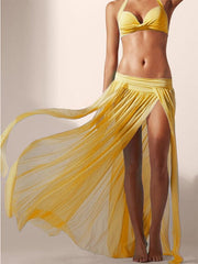 Kobieta i Europejska i amerykańska spódnica plażowa z elastycznej siateczki 4-częściowa nakładka do bikini (bikini nie jest częścią zestawu)